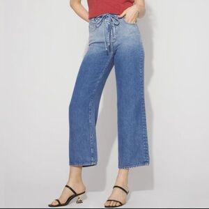 White House Black Market Extra High-Rise Wide-Leg Tie-Waist Cropped Jeans